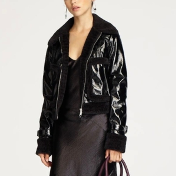 Rebecca Minkoff Corinna Jacket With Faux Trim in Black - Picture 12 of 13